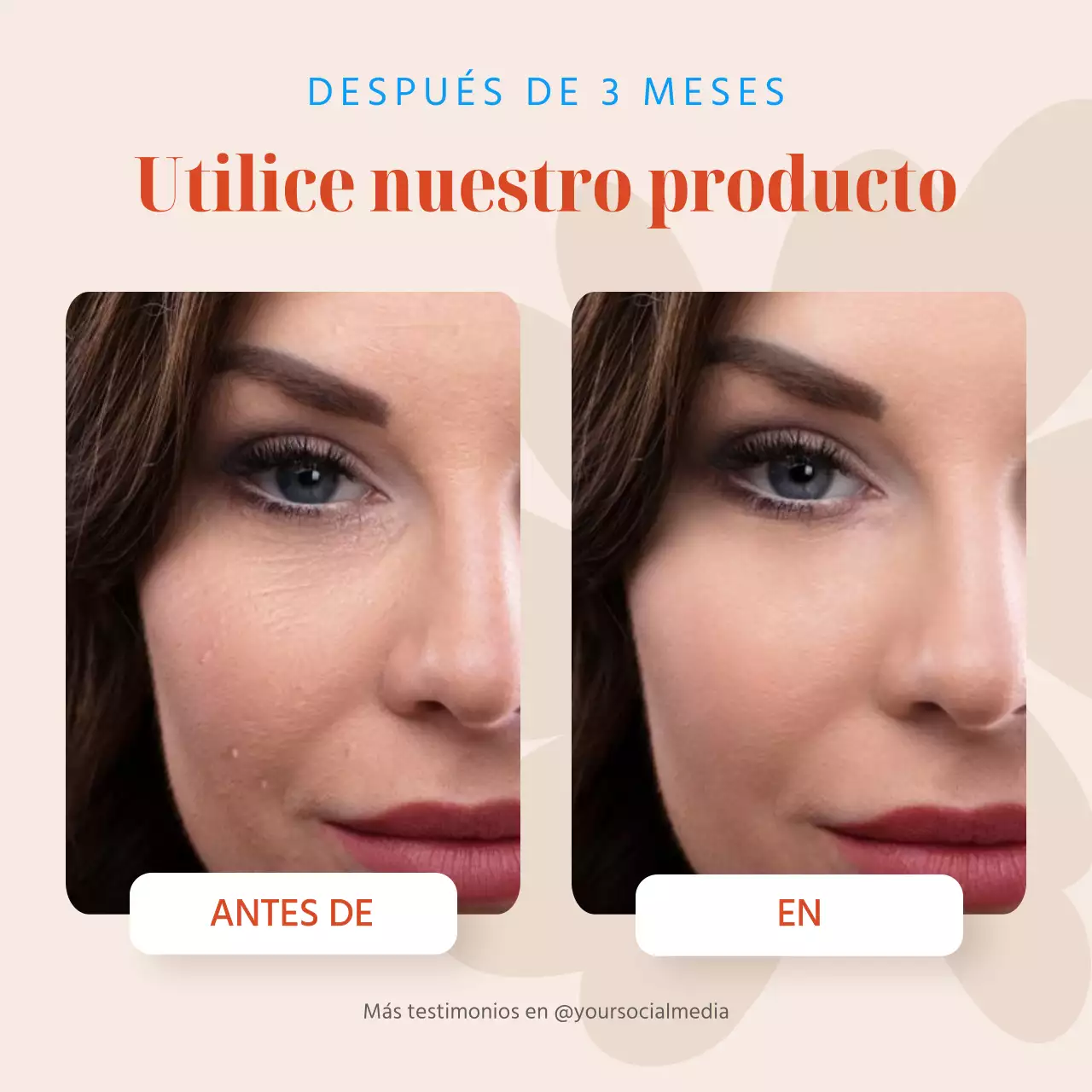 Campaña de comparación de productos naranja y beige simple antes y después de su uso