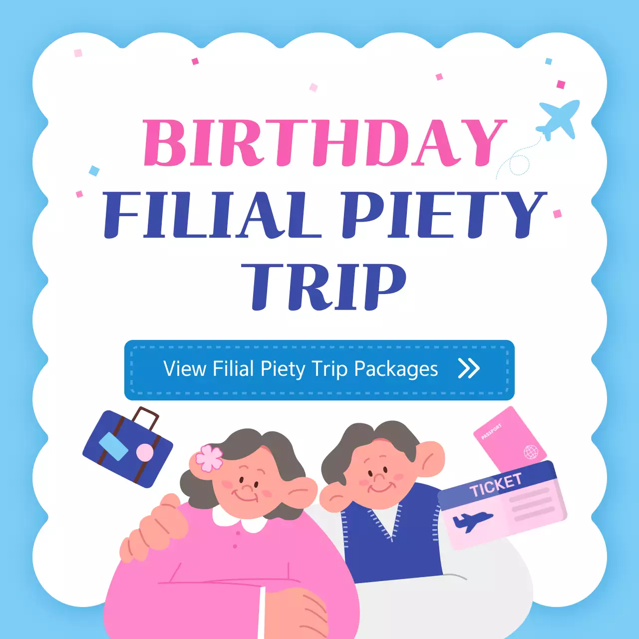 Blue Retro Birthday Promotion Social Media Post