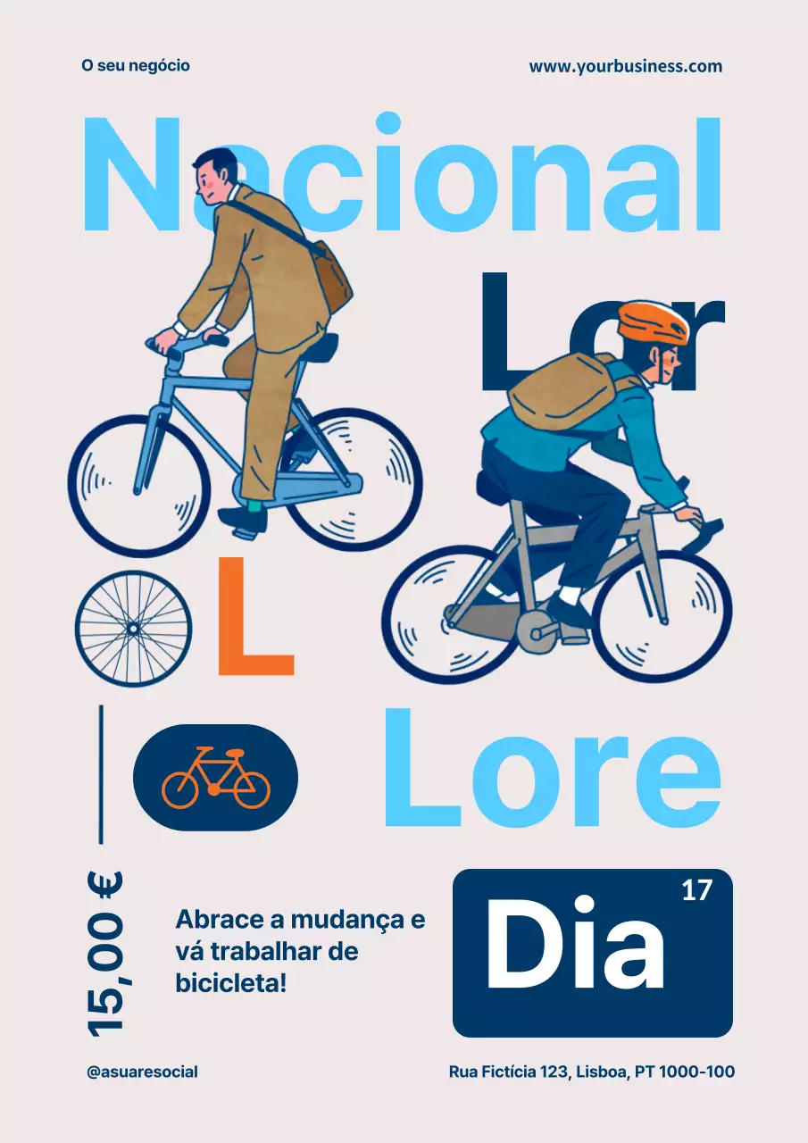 Anúncio Blue Modern do Dia Nacional da Bicicleta ao Trabalho