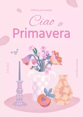 Promuovere una semplice vendita primaverile in rosa e malva