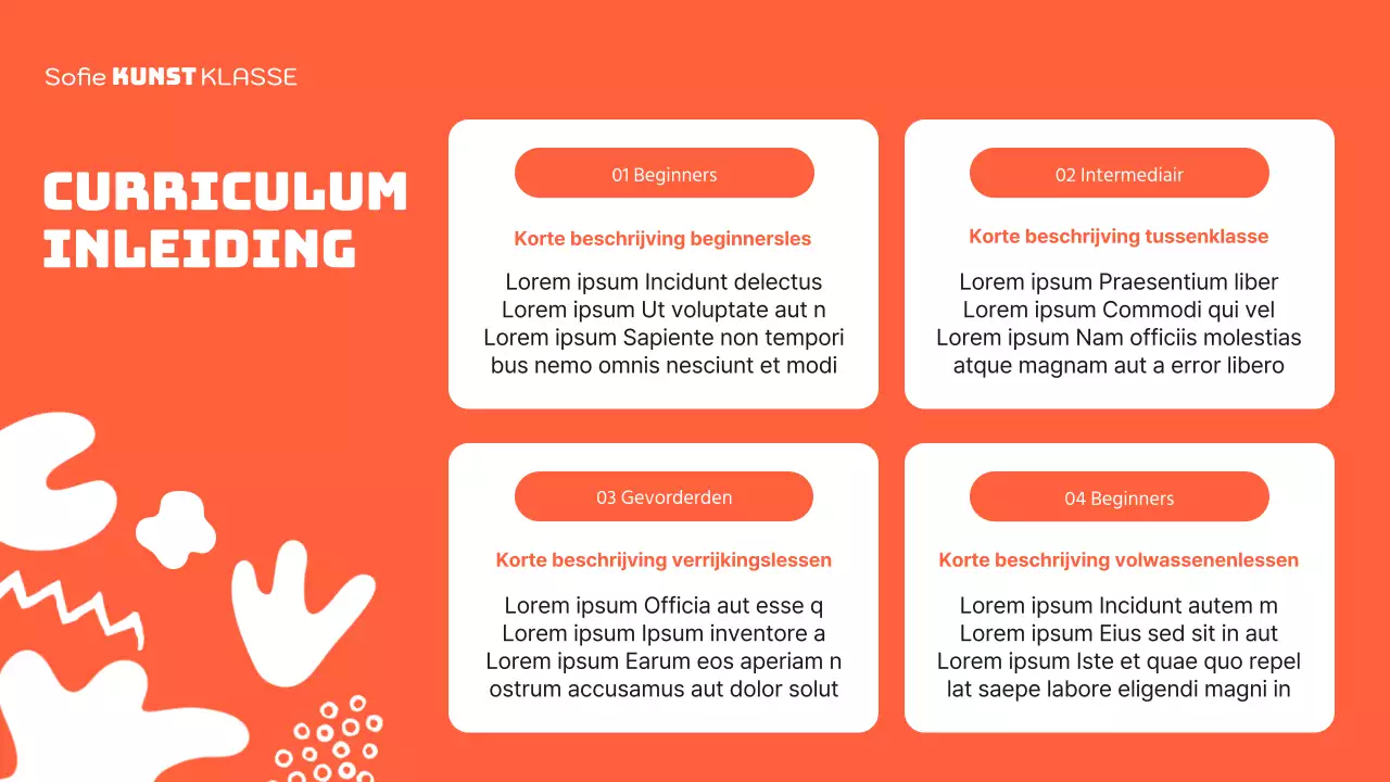 Een leuke groen met oranje prospectus voor de kunstacademie