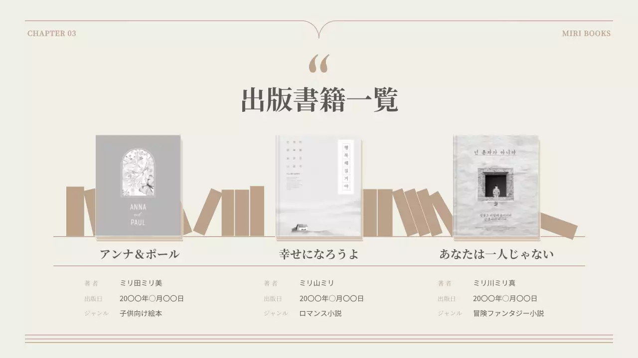 ベージュ シンプル 出版 計画書 プレゼンテーション