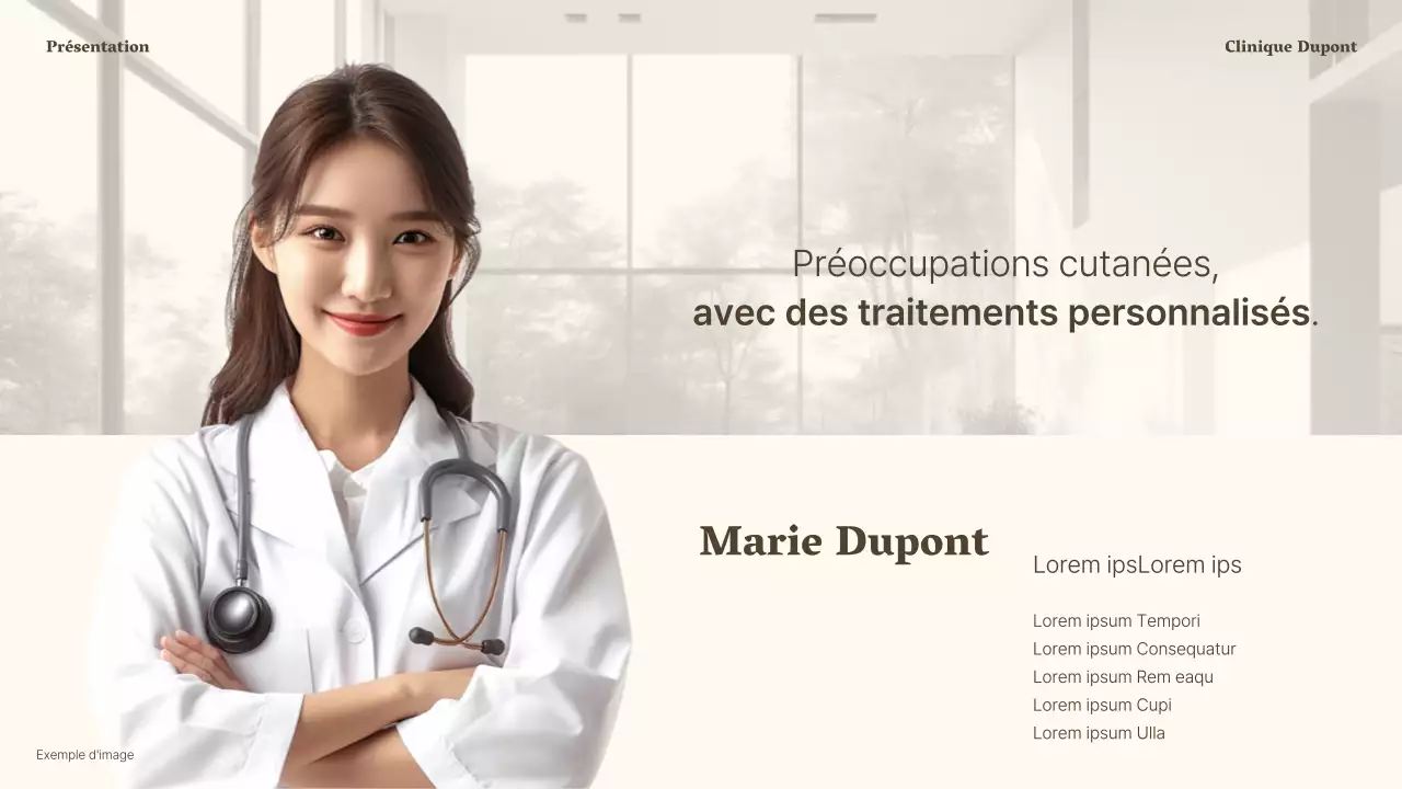 Annonce d'une clinique dermatologique de luxe dans les tons brun et beige