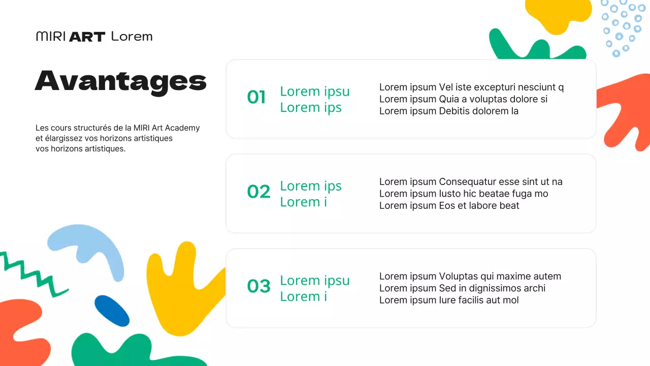 Un joli prospectus d'école d'art vert et orange