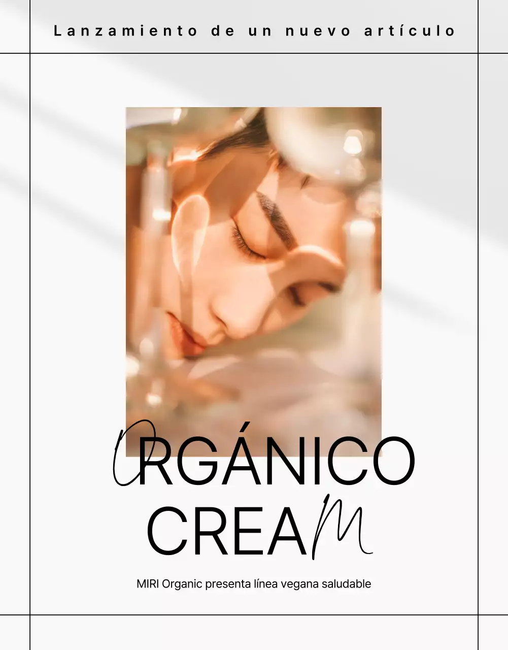 Promover una portada de cosmética natural sencilla y moderna en verde y blanco