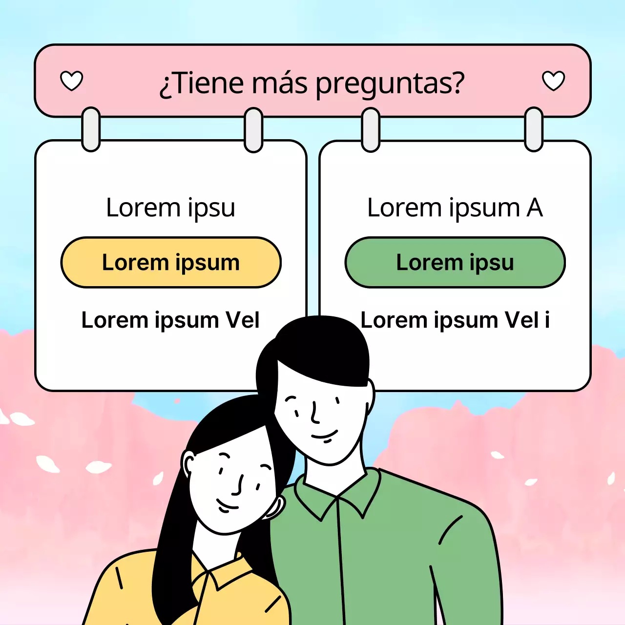 Un bonito anuncio de cita a ciegas en rosa y azul claro