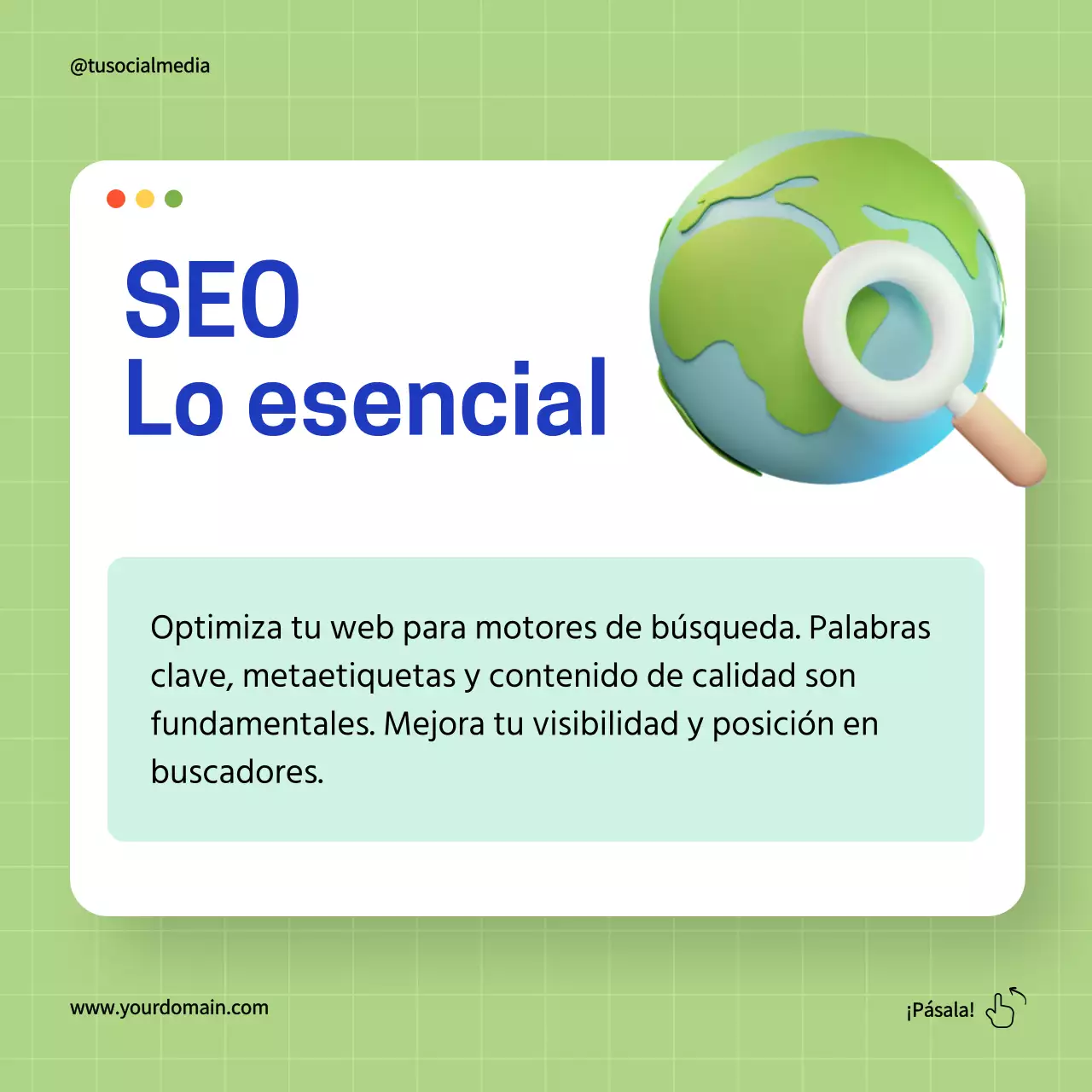 Verde y azul Consejos sencillos de marketing digital Guía Estrategia