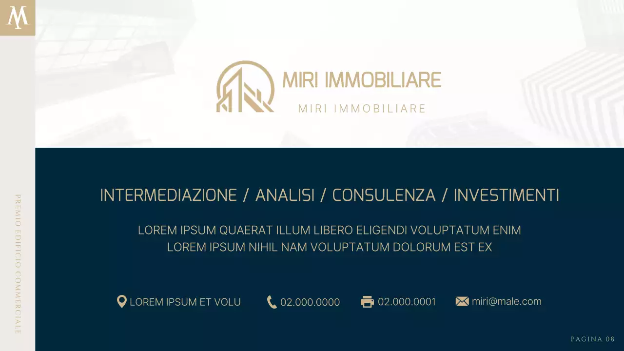 Un lussuoso annuncio immobiliare in blu navy e oro