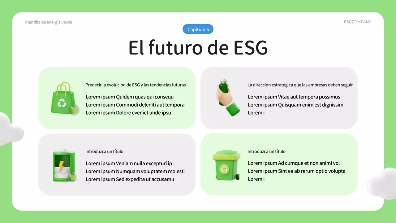 Un sencillo plan de negocio ESG en verde y azul