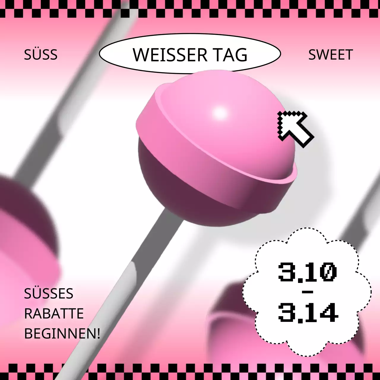 Werben Sie für einen kitschigen White Day in Rosa und Schwarz