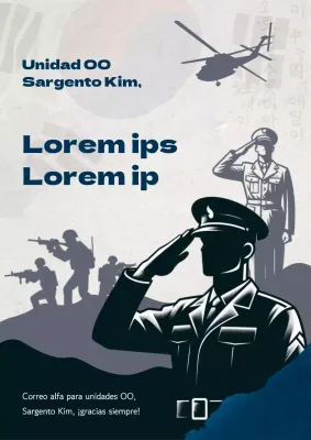 Anuncio de promoción de soldado oriental azul marino y gris