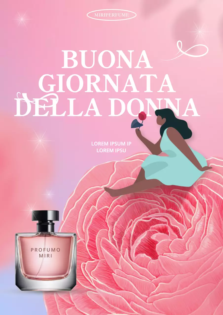 Promozione di un'esposizione di profumi alla rosa semplice in rosa e malva