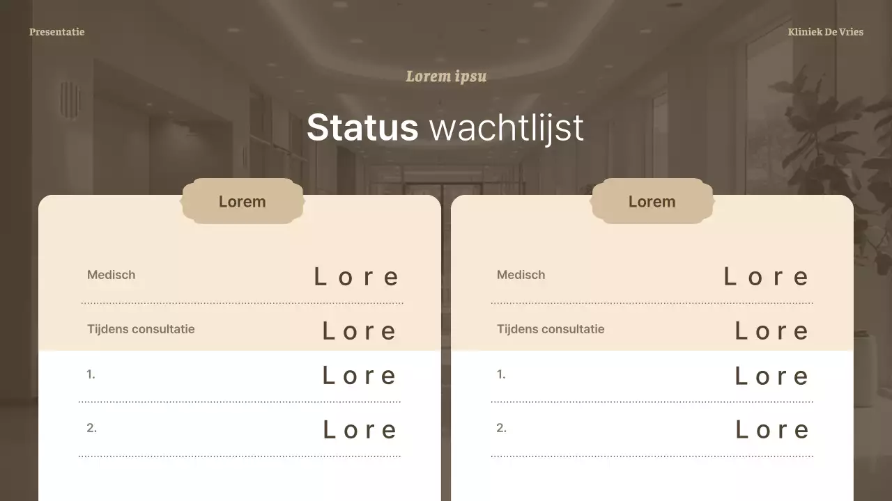 Aankondiging van een luxueuze dermatologische kliniek in bruin en beige