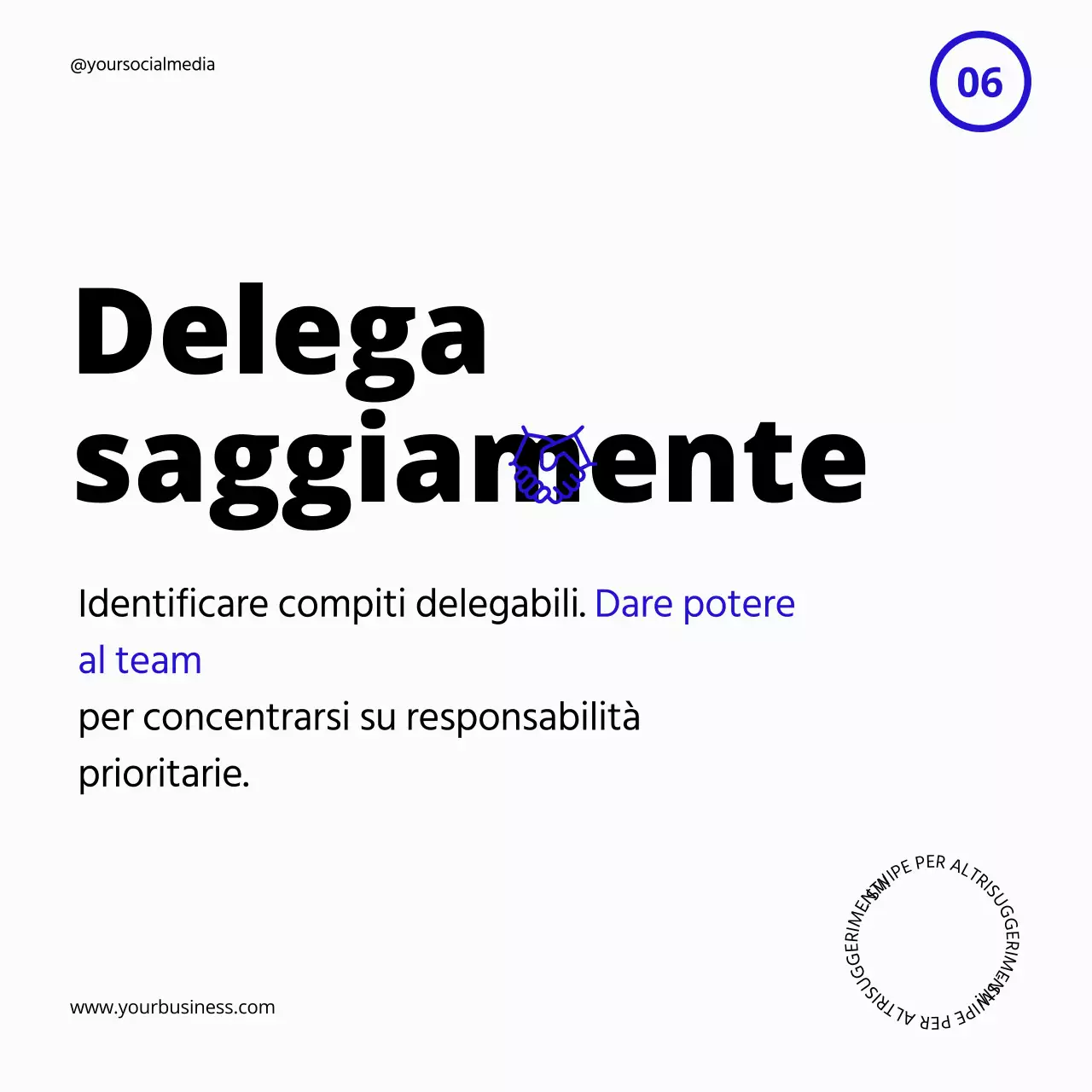 Guida alla produttività in grassetto bianco e blu