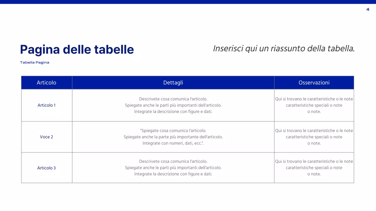 Una relazione semplice in blu e bianco