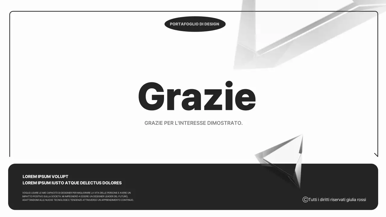 Portfolio di designer minimalista in bianco e nero