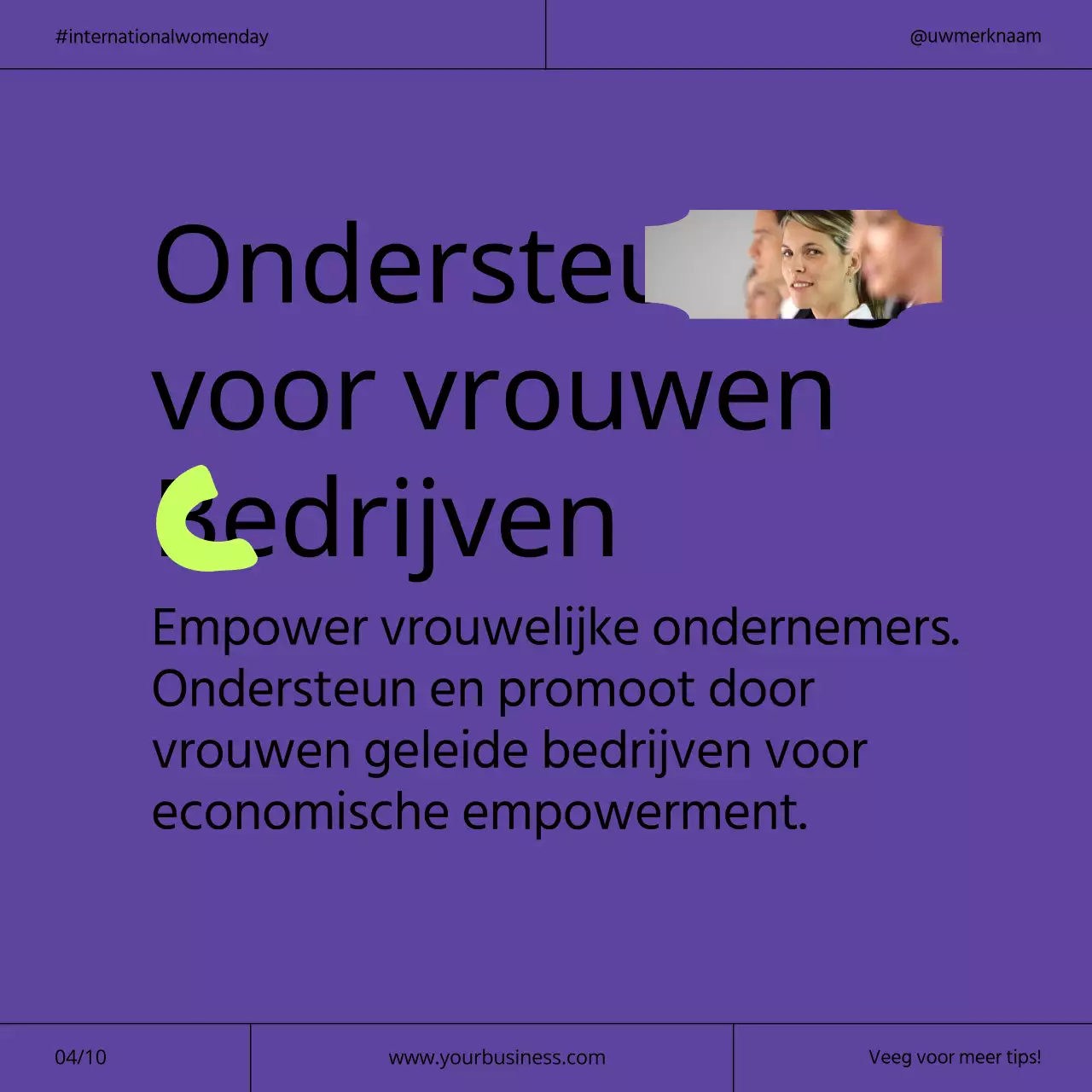 Paarse en neon moderne internationale vrouwendagcampagne