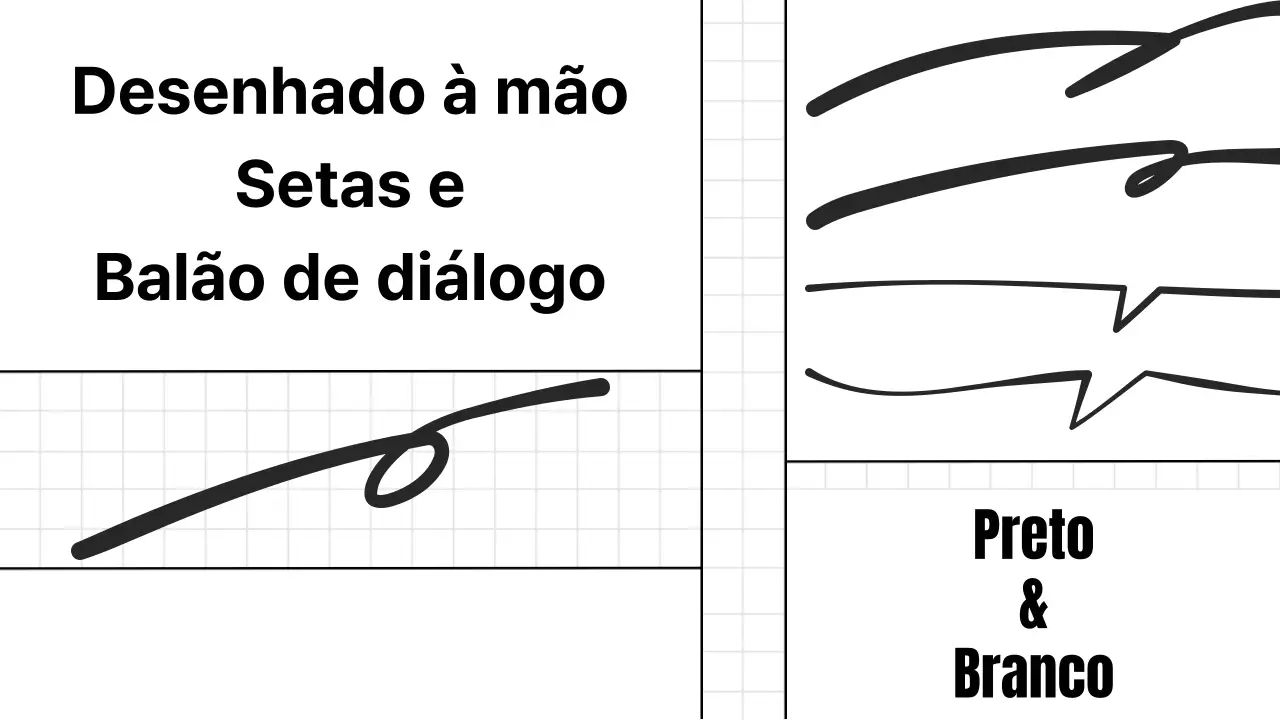Setas e balões de diálogo desenhados à mão