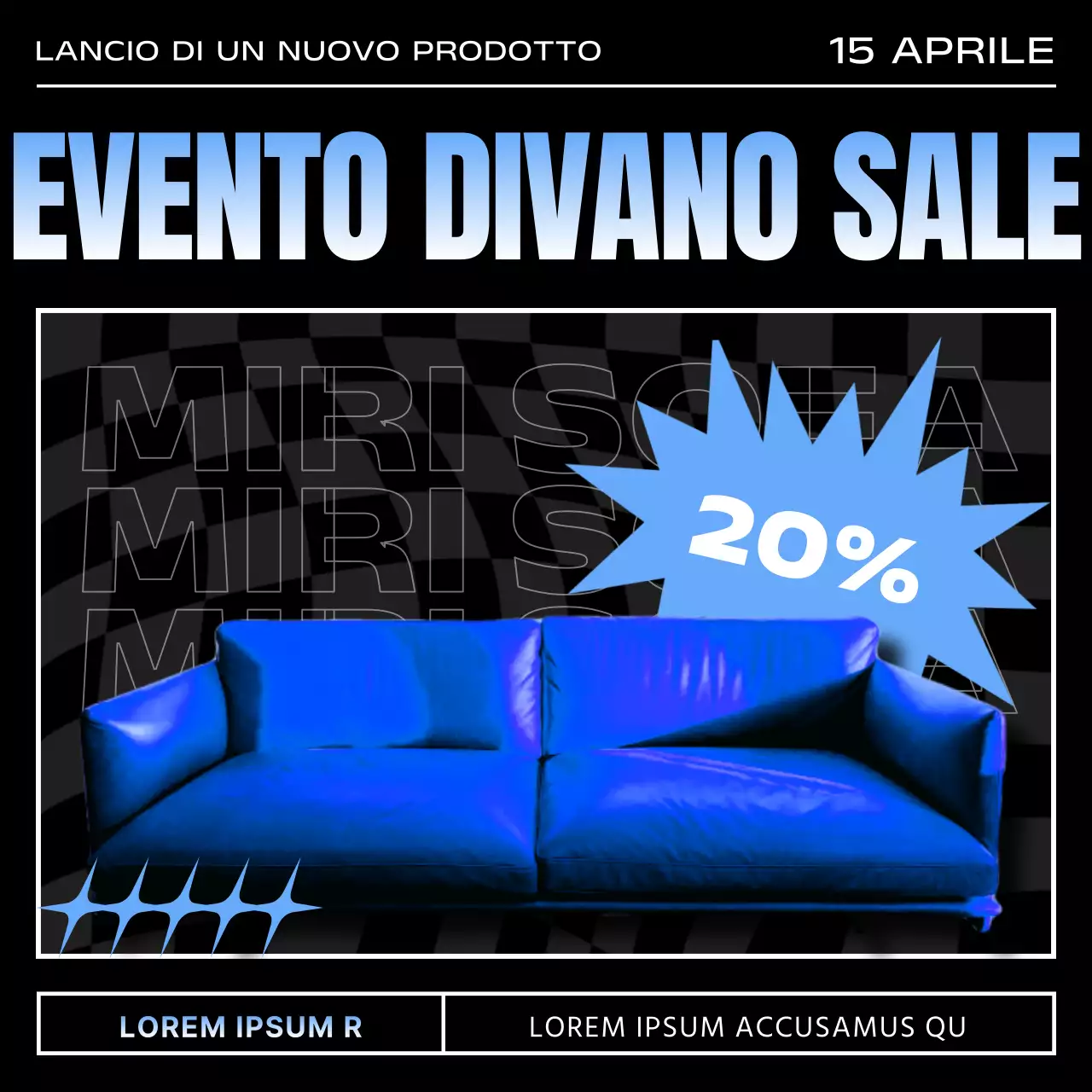 Promuovere il lancio di un nuovo prodotto in stile cyberpunk in azzurro e bianco