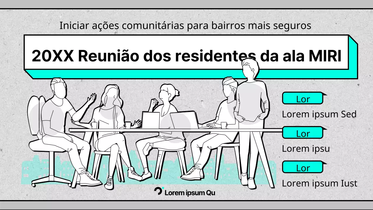Promover uma reunião municipal simples em cinzento e menta