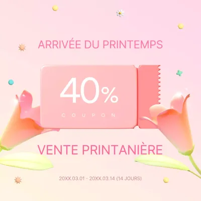 Une annonce de vente de printemps moderne en rose et violet