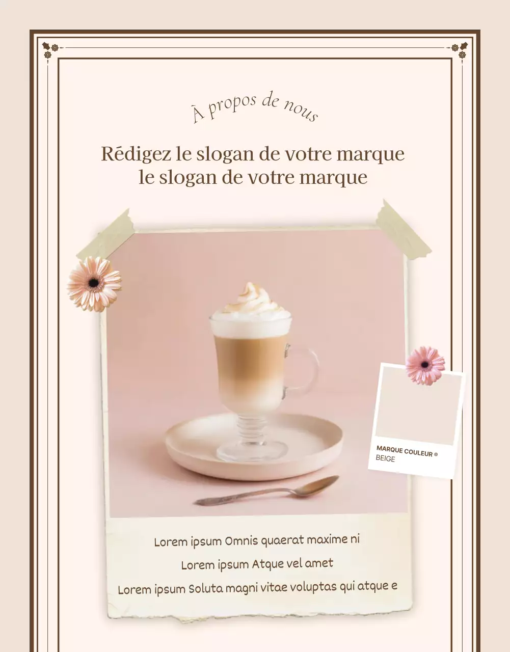 Page d'introduction ou annonce pour les pages de détail vintage en ivoire et beige