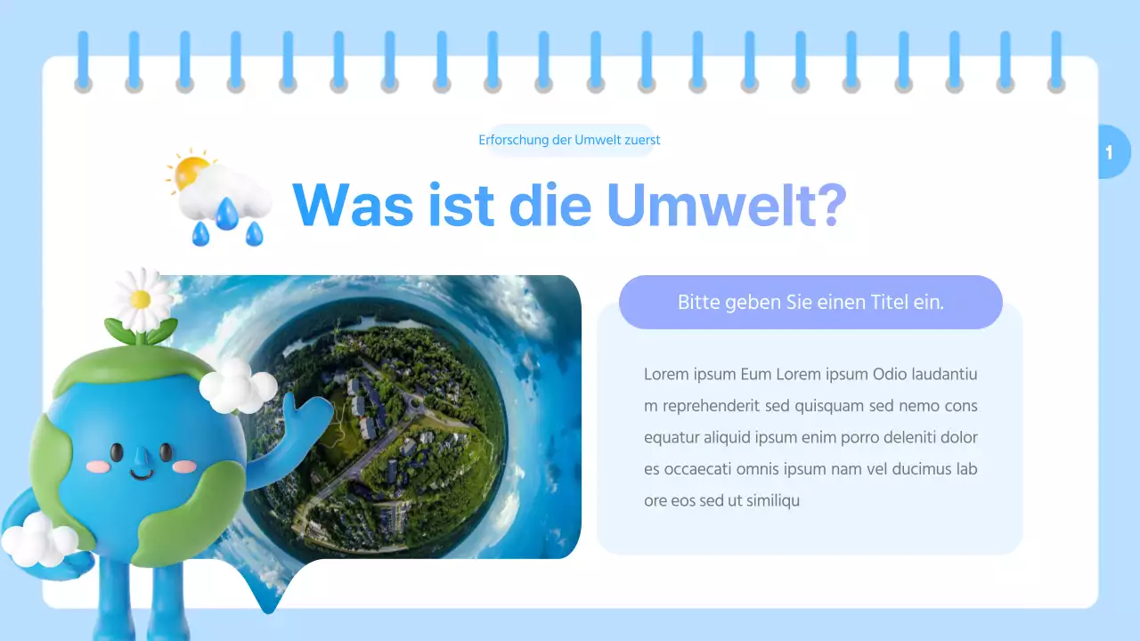 Ein hübsches Umweltbildungsmaterial in Hellblau und Lila