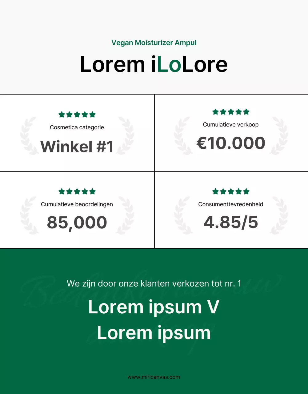 Promoot eenvoudige, natuurlijke cosmetica in groen en wit