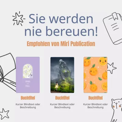 Blaue und orangefarbene einfache Buchempfehlungen Anzeige
