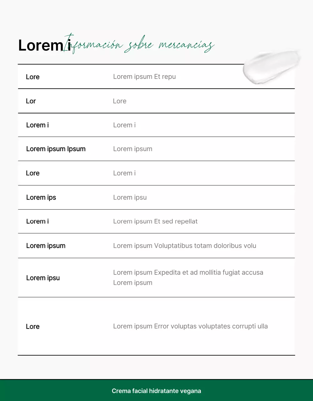 Promover una sencilla página de control de cosmética natural verde y blanca