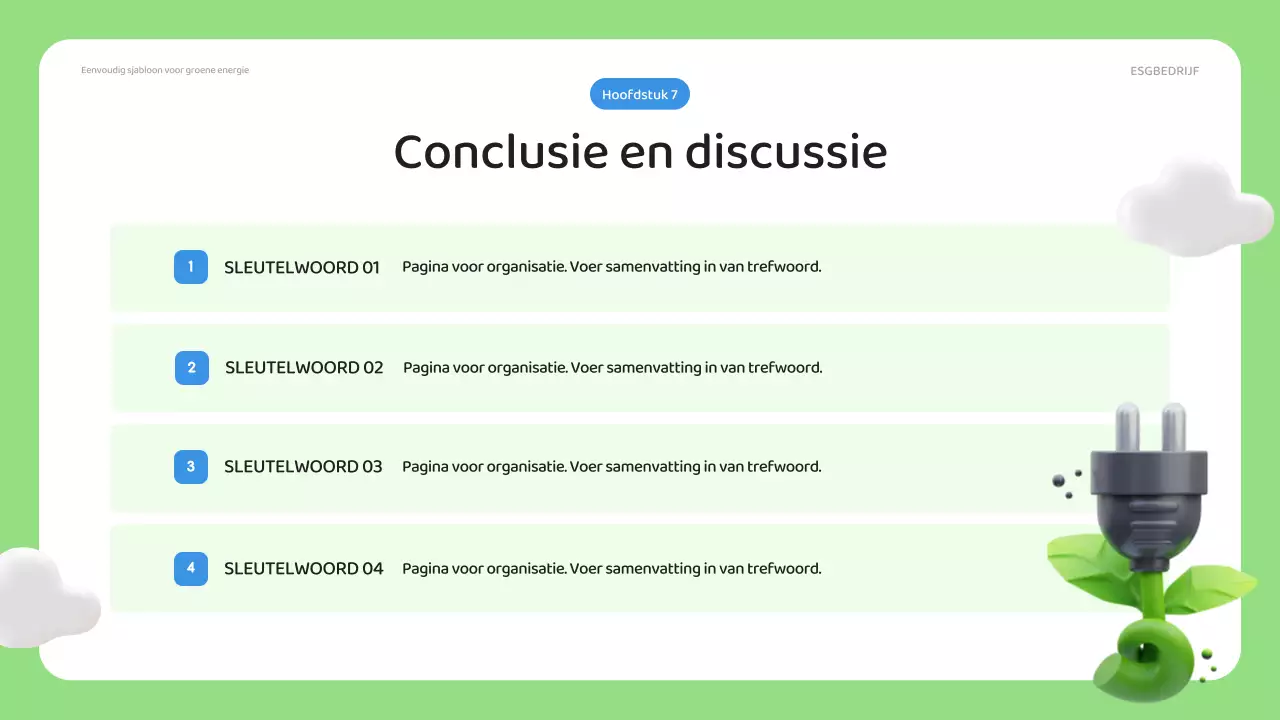 Een eenvoudig ESG-bedrijfsplan in groen en blauw