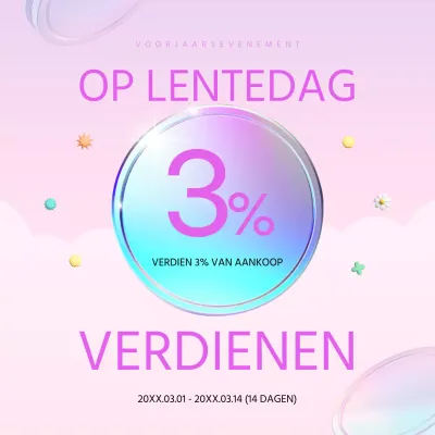 Een moderne lenteverkoopadvertentie in roze en paars