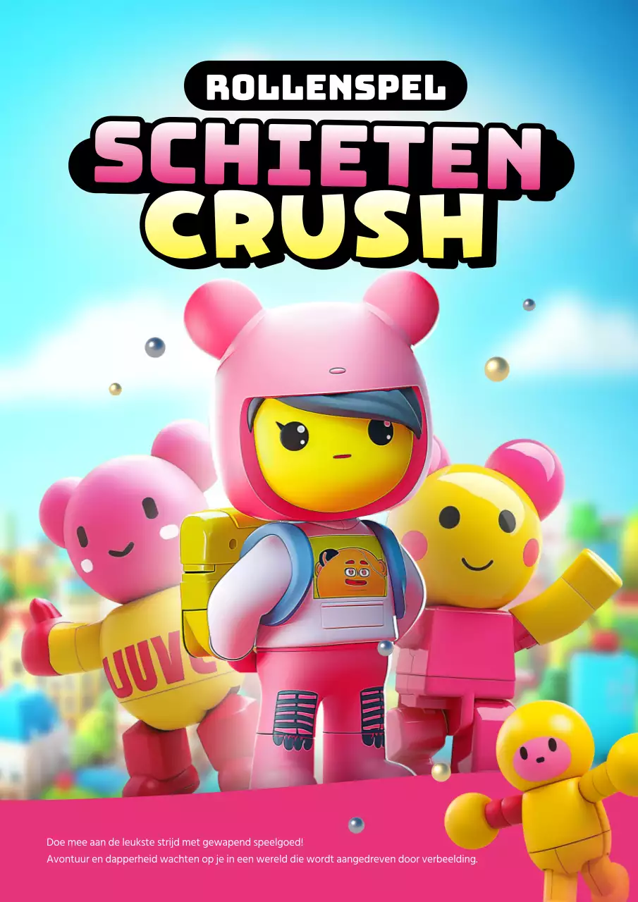 Promoot een schattig spel in roze en geel