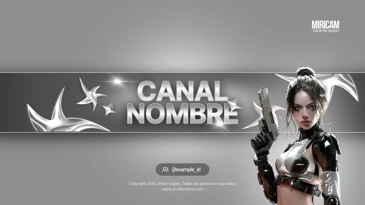 Portada de introducción al juego inspirada en la ciencia ficción en blanco y plata