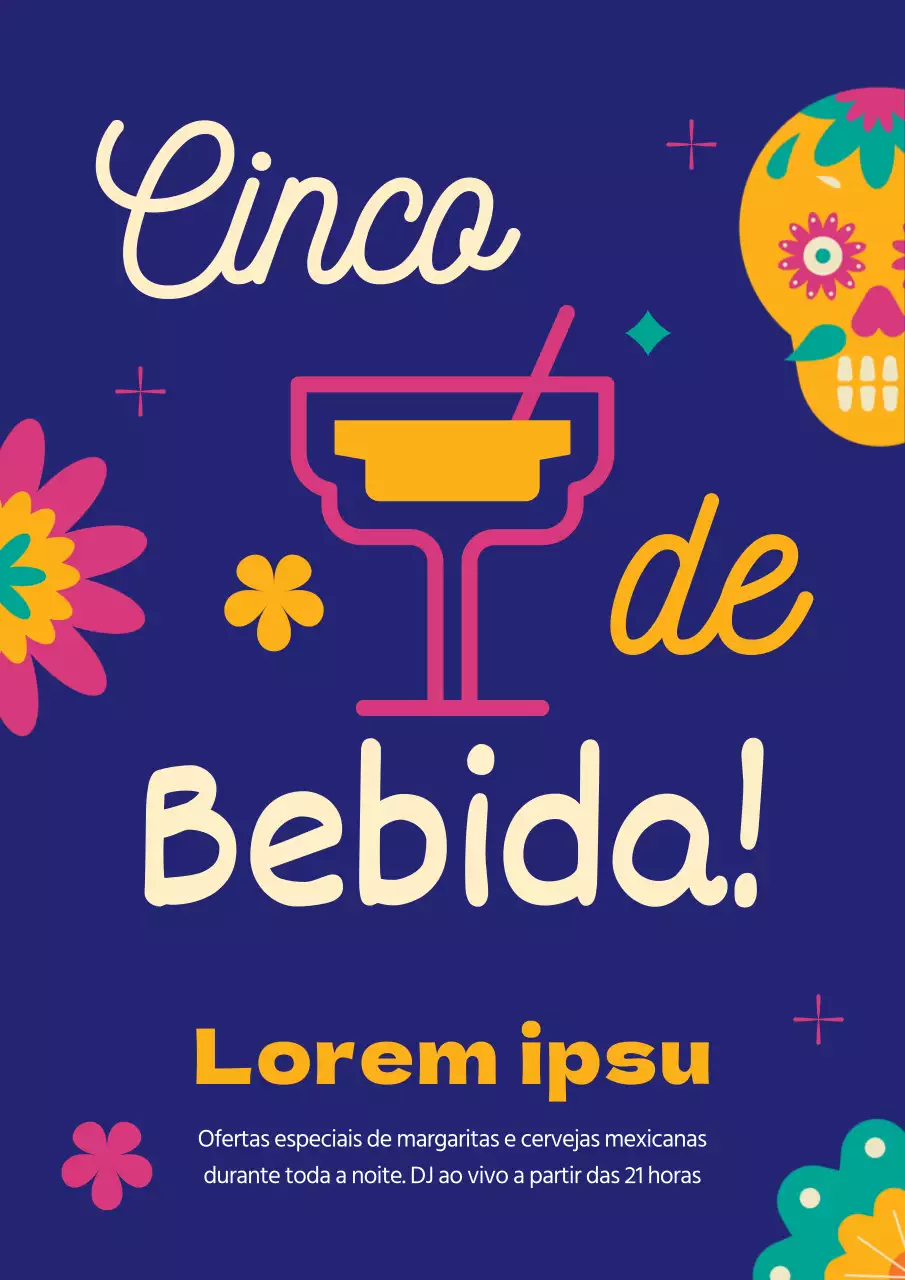 Promoção Sinko de Mayo simples azul e amarelo