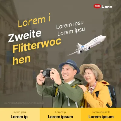 Werbung für ein minimalistisches gelb-weißes Elternreisepaket im Ausland