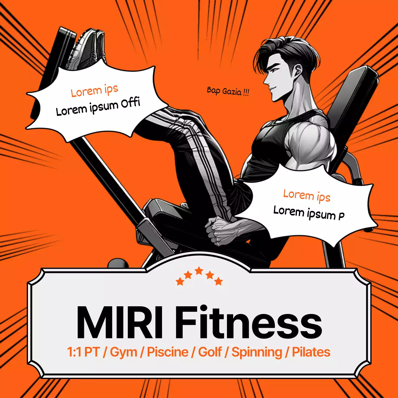 Promotion de la salle de sport orange et grise