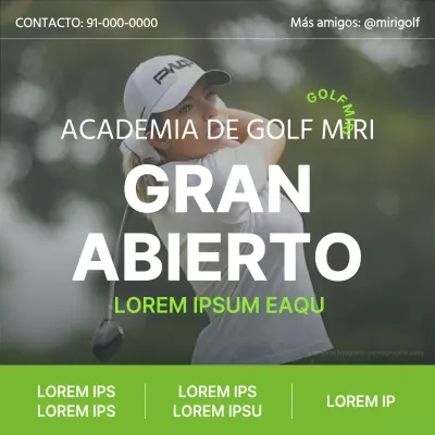 Promover la apertura de un moderno campo de golf en verde lima y blanco