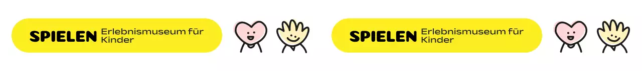 Ein niedliches Kindermuseum mit gelben Farben und illustrierten Figuren