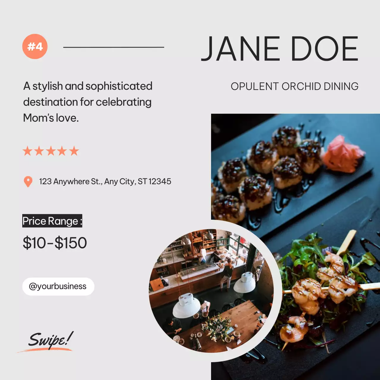 Black Elegant Dining Promotion Social Media Post