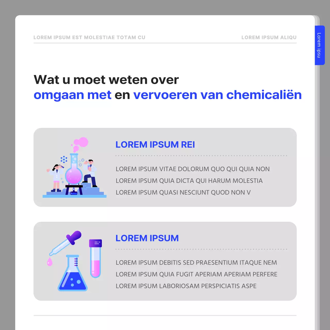 Een eenvoudige gids voor laboratoriumveiligheid in marineblauw en wit