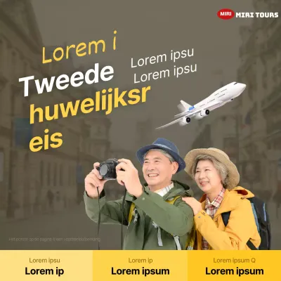 Promoot een minimalistisch geel-wit pakket voor ouderreizen naar het buitenland