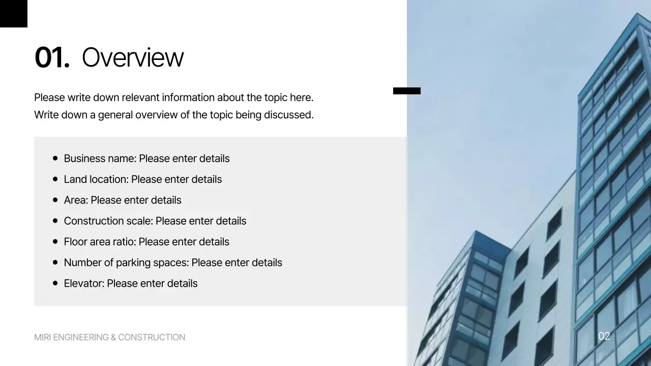 블루 모던 건설 프리젠테이션