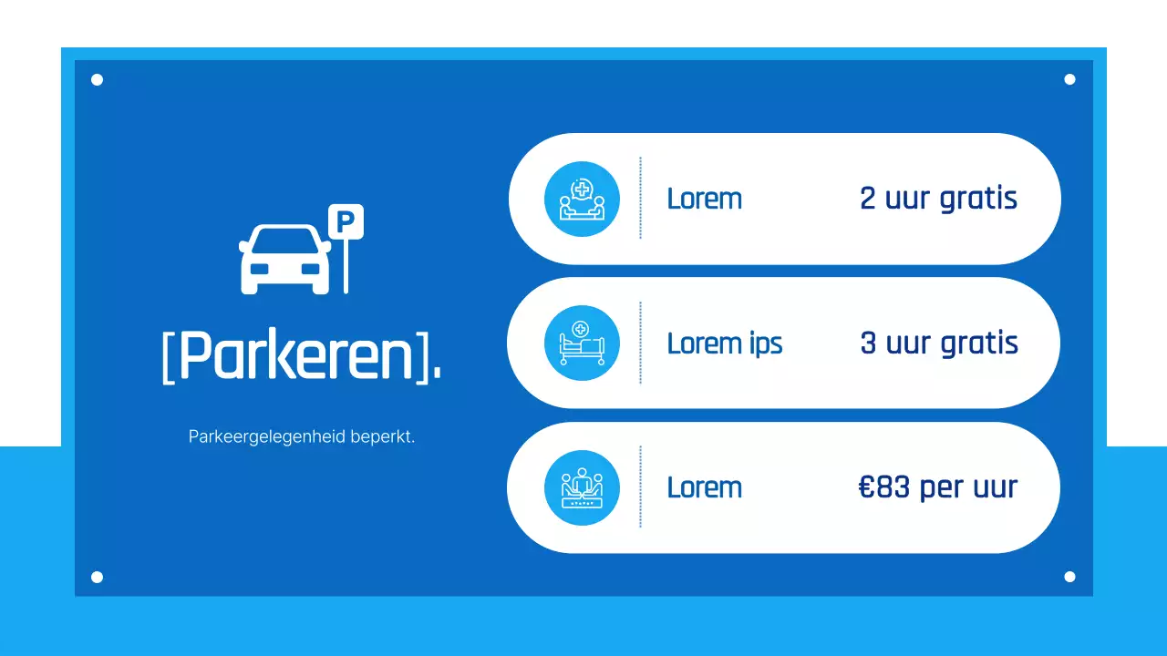 Eenvoudige ziekenhuismededeling in blauw