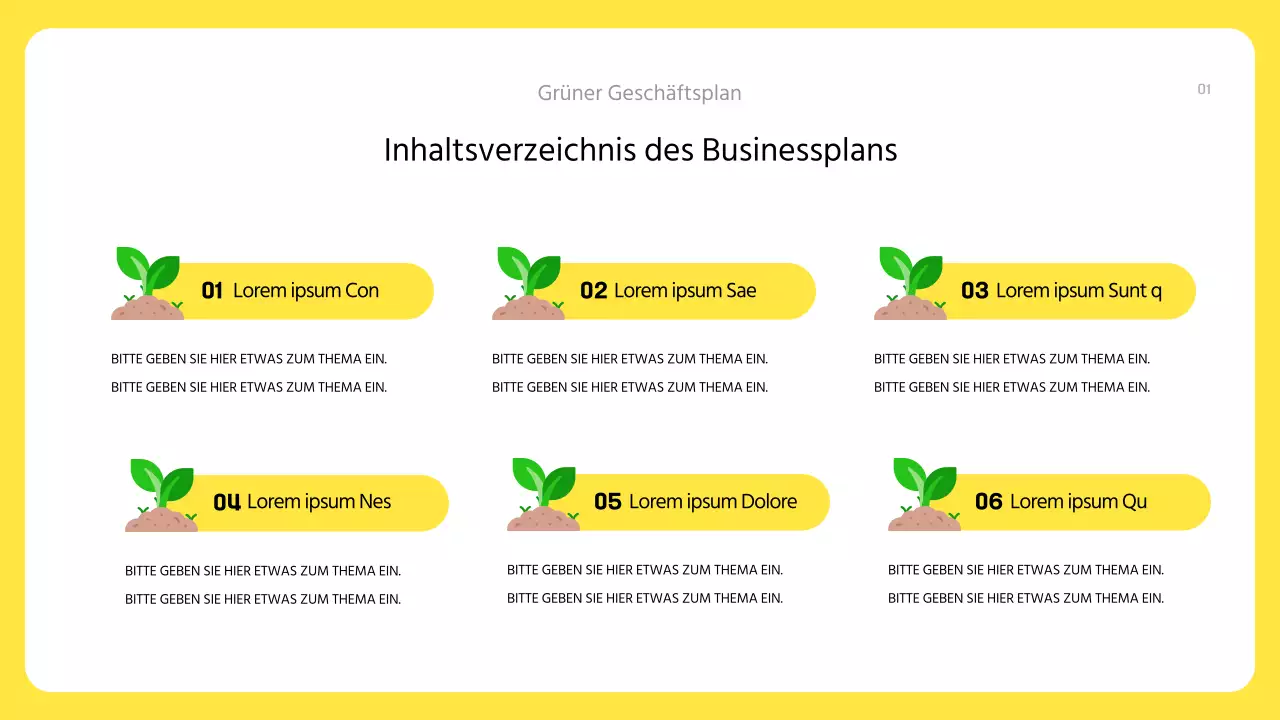Ein moderner, grüner und gelber ESG-Geschäftsplan