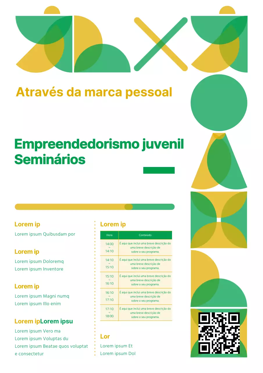 Promoção de seminários de empreendedorismo municipal moderno verde e amarelo