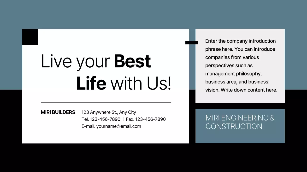 블루 모던 건설 프리젠테이션