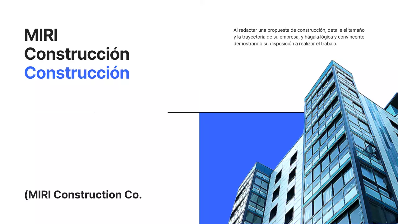Un informe sencillo, azul y básico de facturación de la construcción