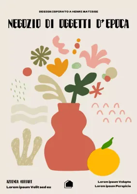 Poster pubblicitario minimalista per interni in arancione e beige