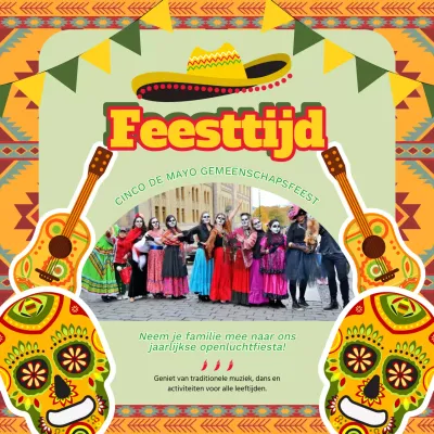 Gele en groene pop Cinch de Mayo-uitnodiging